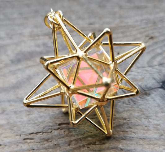 Ref.SP0247 - Heart Star w/ dichroic quartz crystal cube