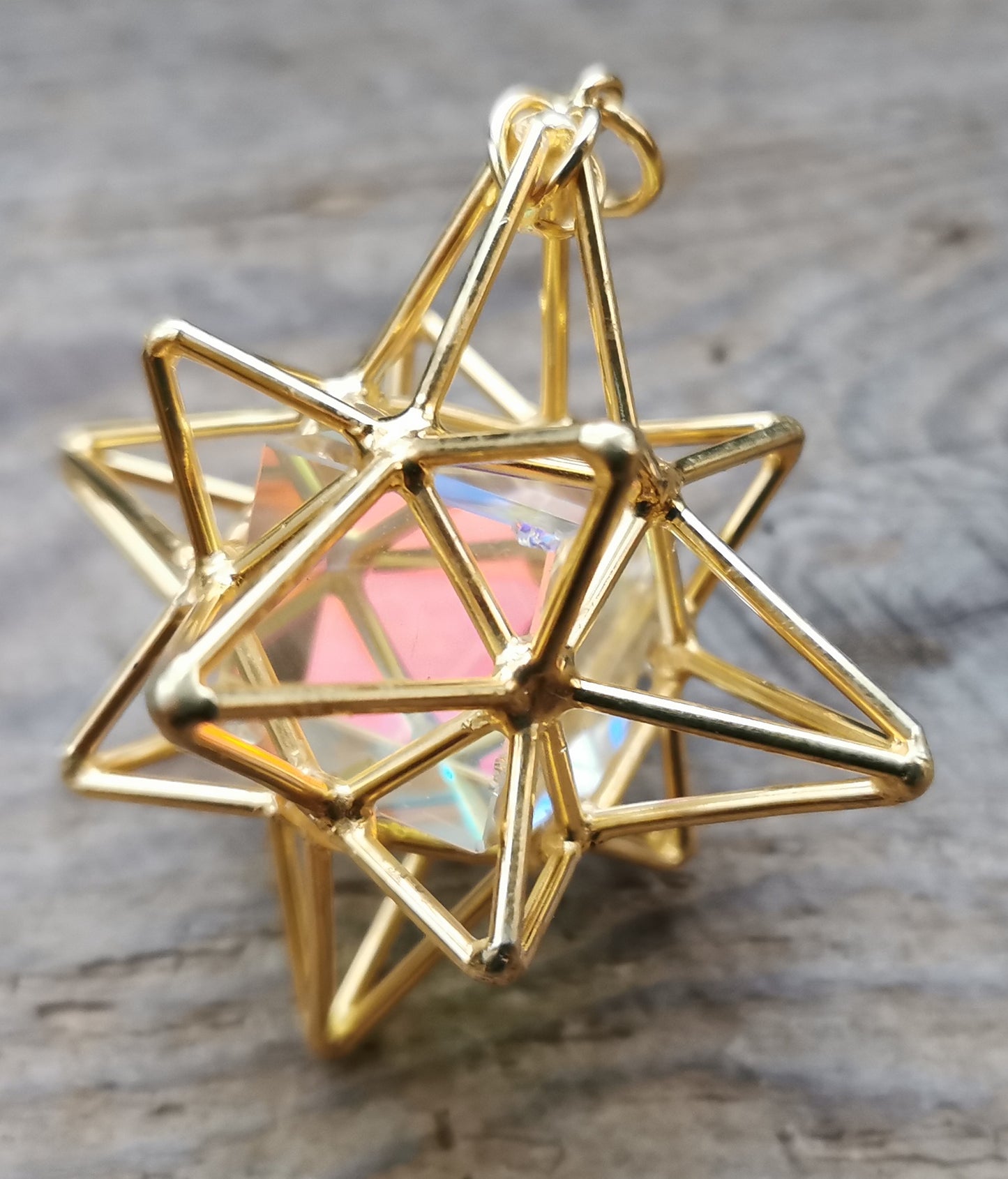 Ref.SP0247 - Heart Star w/ dichroic quartz crystal cube