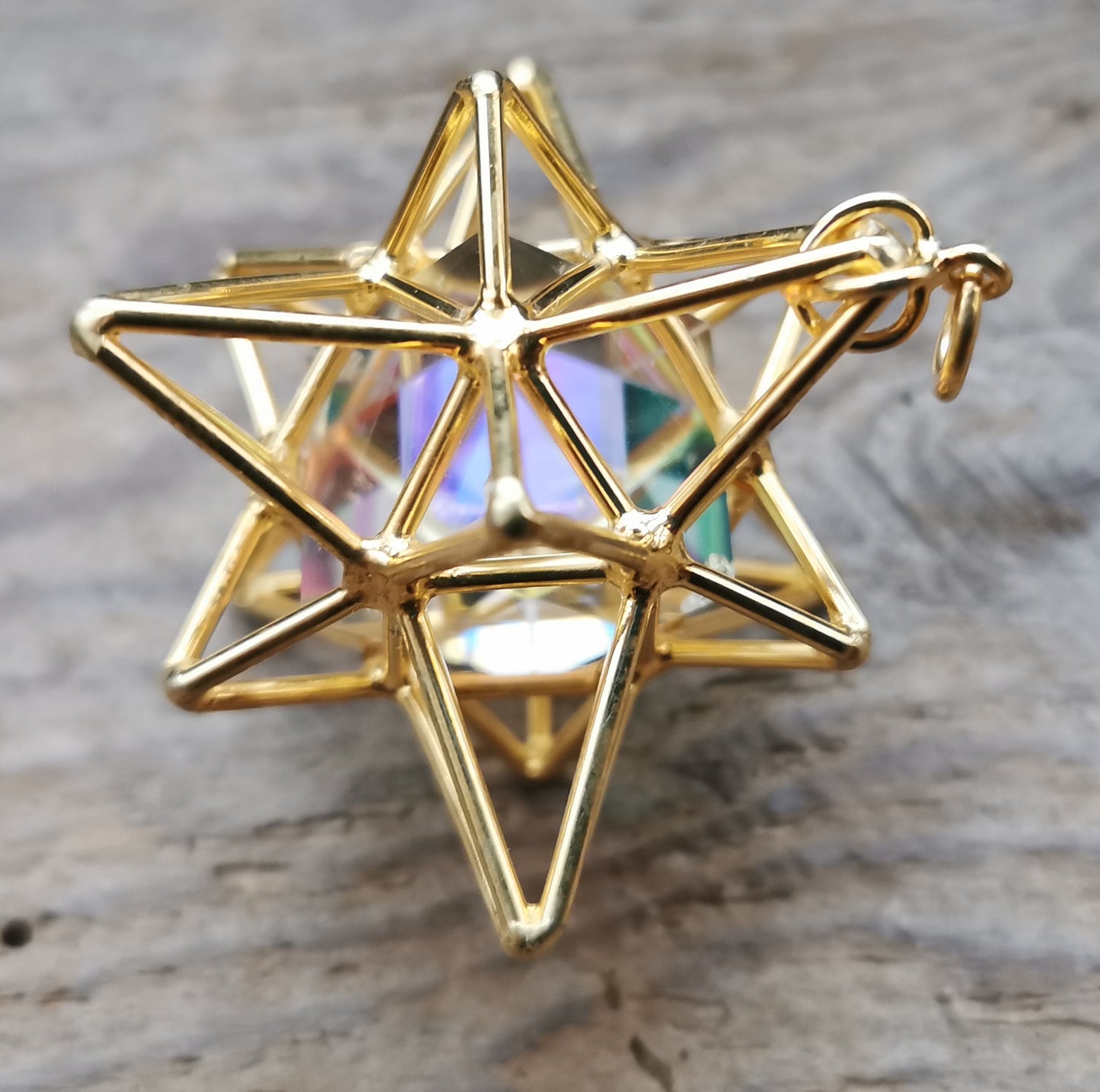 Ref.SP0247 - Heart Star w/ dichroic quartz crystal cube