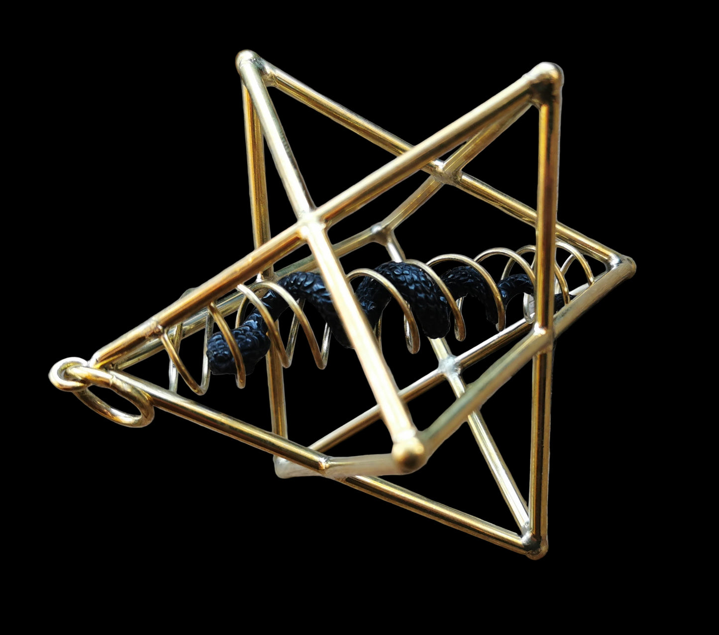 Ref.ST0082 - Star Tetrahedron w/dna helix & wood snake
