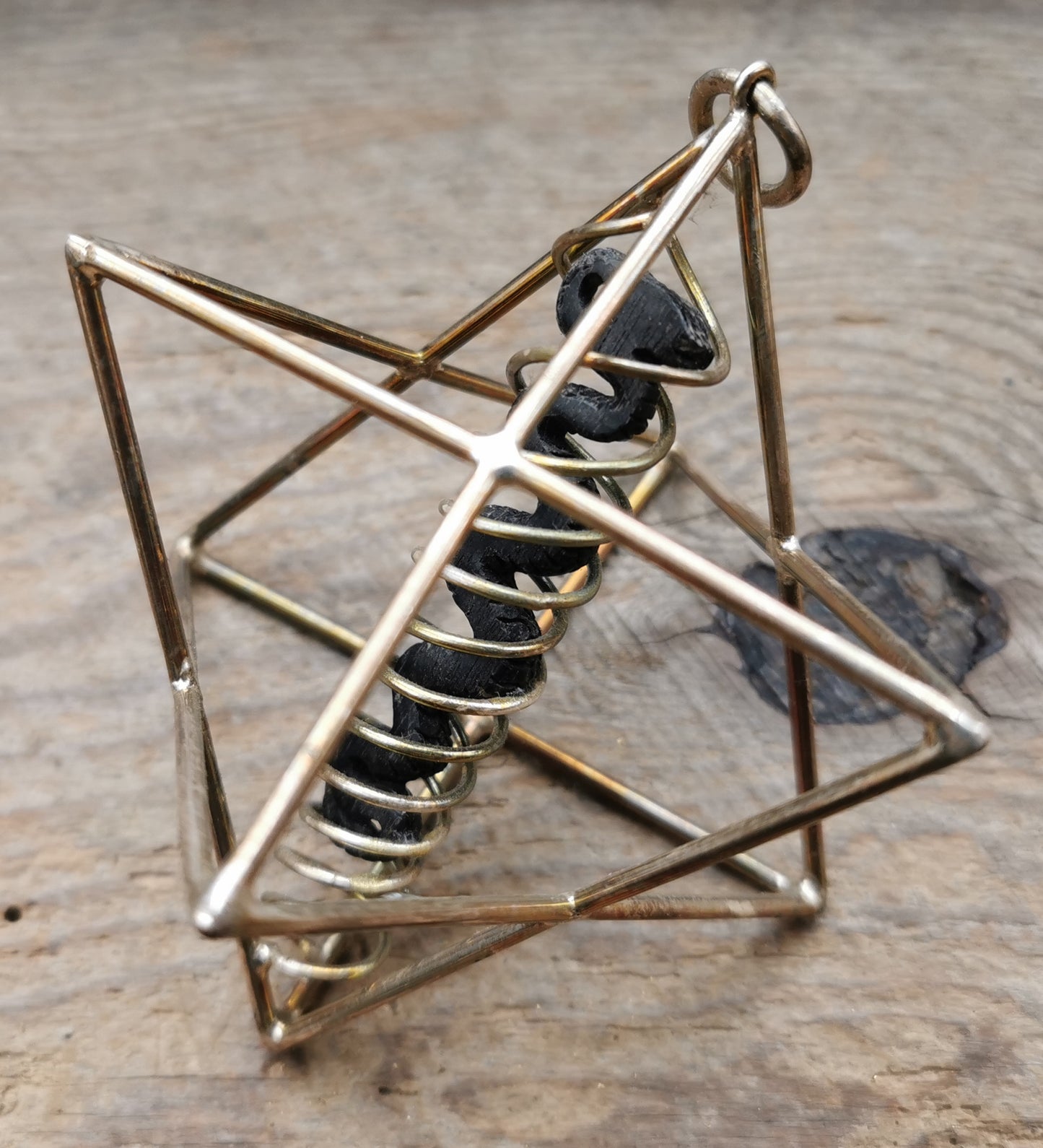 Ref.ST0082 - Star Tetrahedron w/dna helix & wood snake