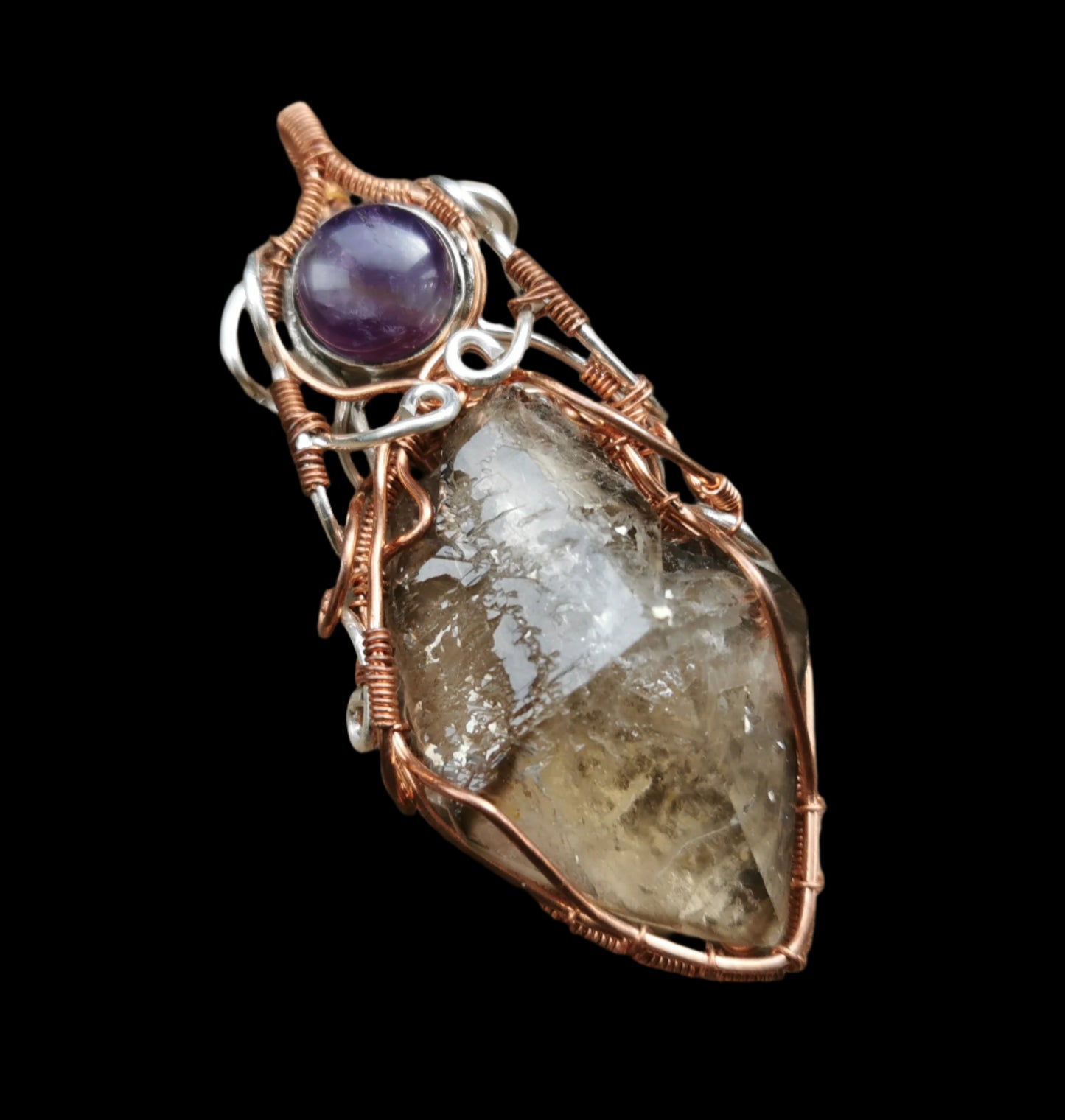 Ref.WW0093 - Smoky quartz elestial/amethyst