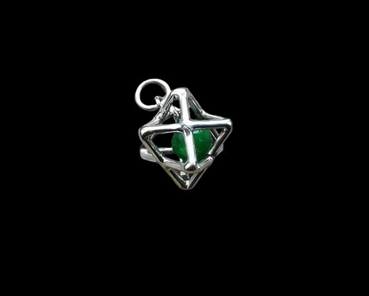 Ref.SP0221 - Star Tetrahedron w/ crystal [emerald bead]