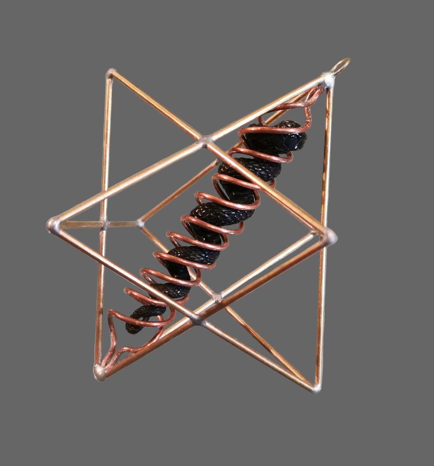Ref.ST0082 - Star Tetrahedron w/dna helix & wood snake