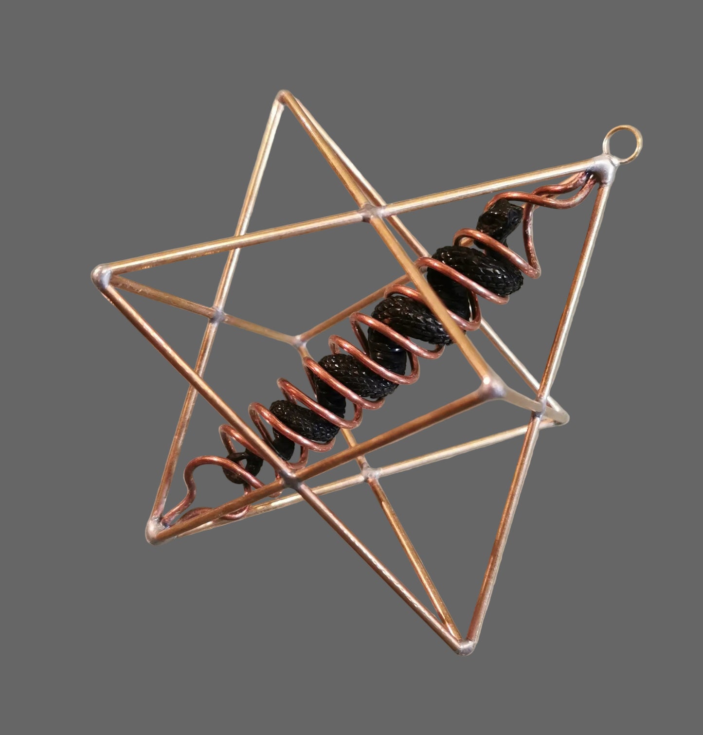 Ref.ST0082 - Star Tetrahedron w/dna helix & wood snake
