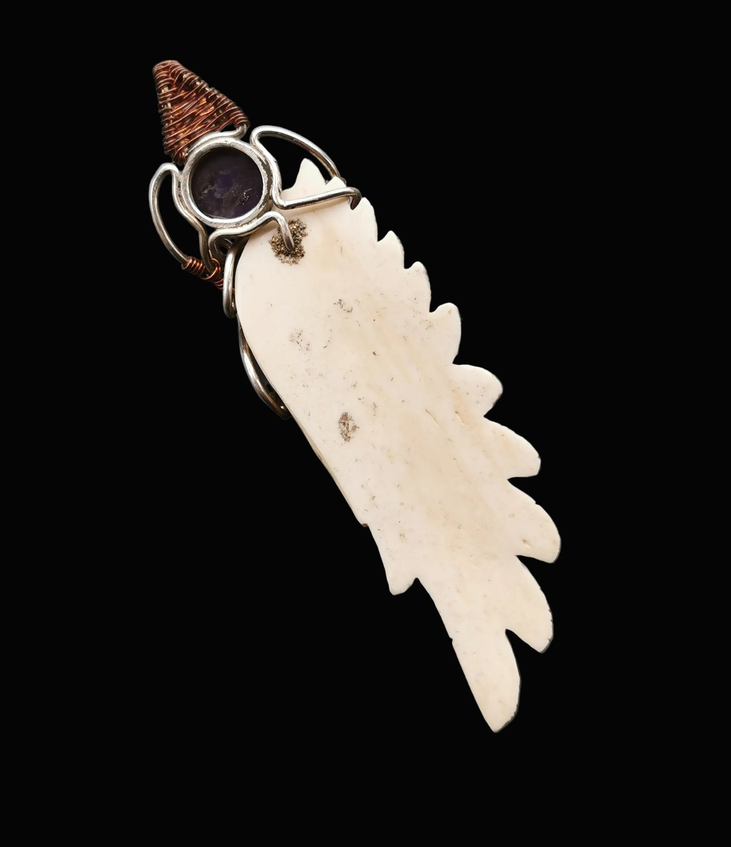 Ref.WW0163 - Amethyst, abalone, feather